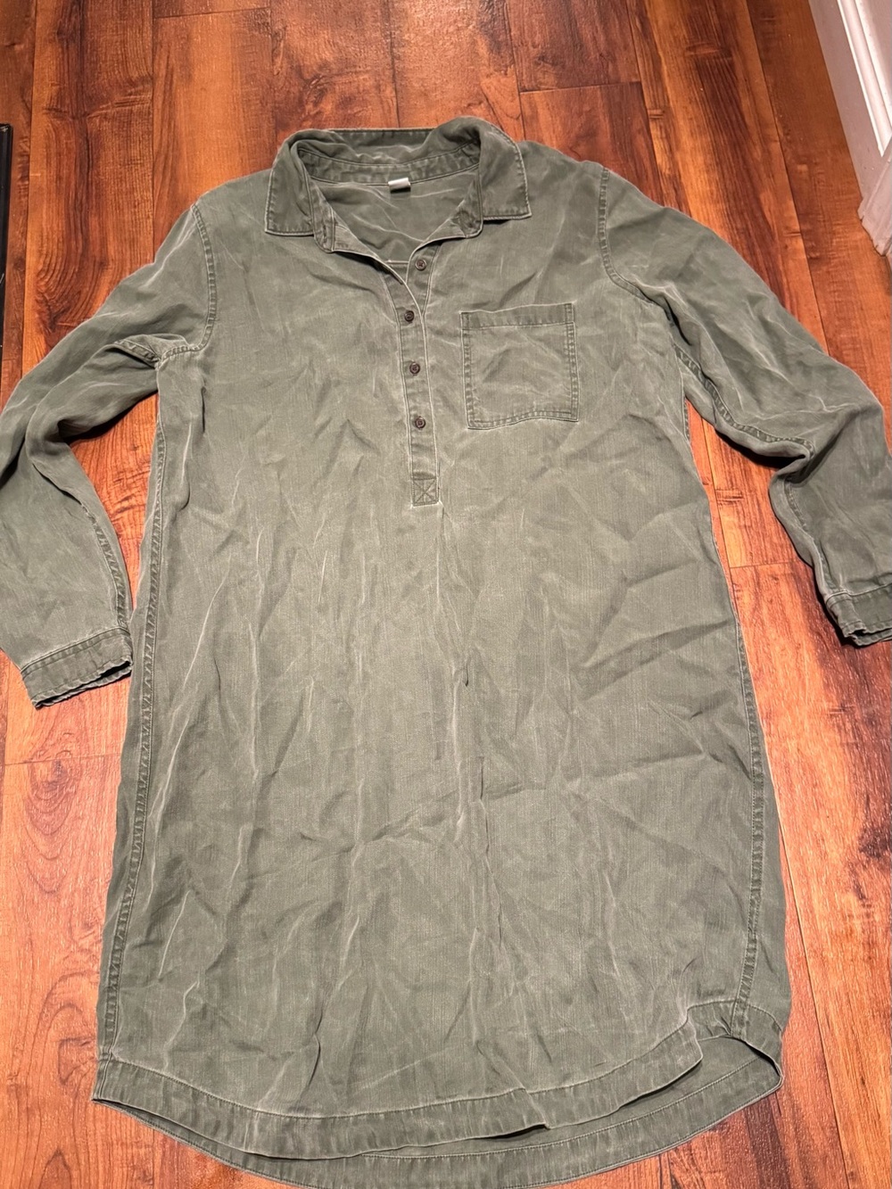 Women’s Old Navy Olive Green button down Mini Shirt Dress size large